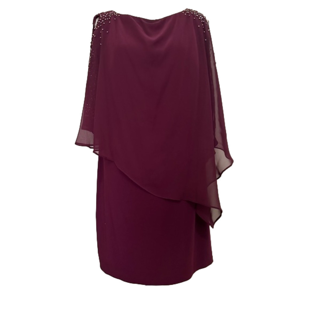 DJ-JAZ Formal Embellished Sheer Top Dress Peek a Boo Shoulders
